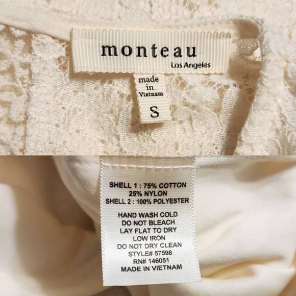 Monteau Floral Lace Mini Dress Beige Sleeveless Small - Picture 11 of 12